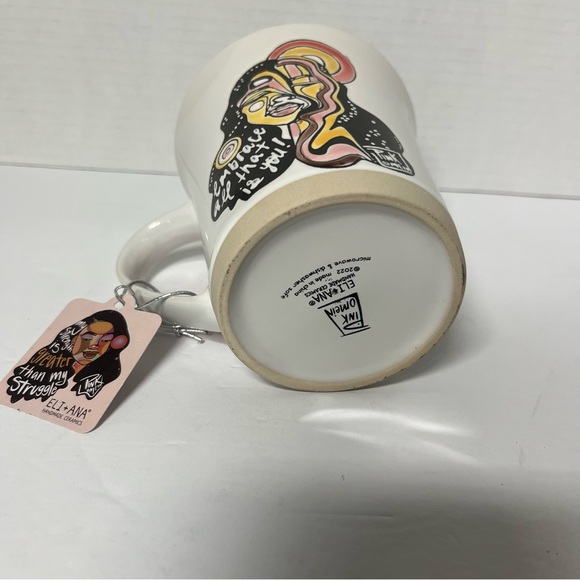 1- Hand Painted Pinklomein Mug by Eli & Ana ,Empowering, Black History, Artistic - Picture 3 of 6